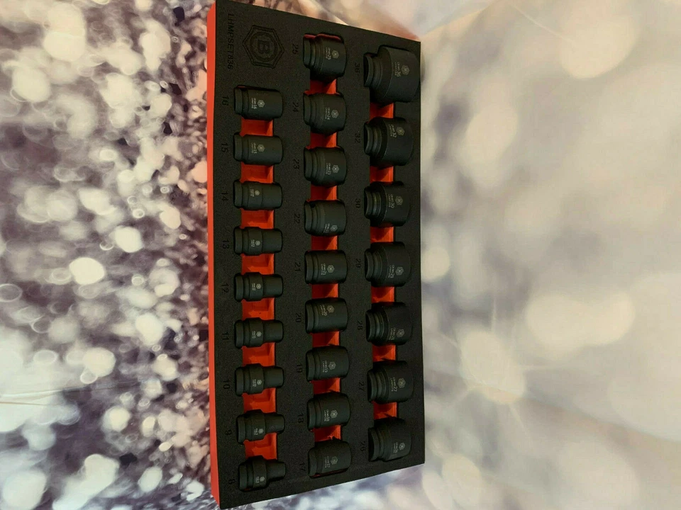 BRITOOL HALLMARK 25pce 8-36mm 6 Pont Hex Socket Impact 1/2 Drive In Foam Tray - Image 2 of 4