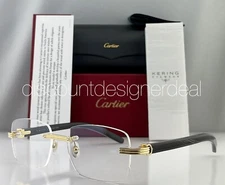 Cartier Eyeglasses Frameless Black Buffalo Horn Yellow Gold Clear CT0286O 001