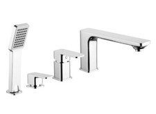 Set Badewannenarmatur Handbrause Badewanne Armatur Chrom Wannenrand 4 Loch AP