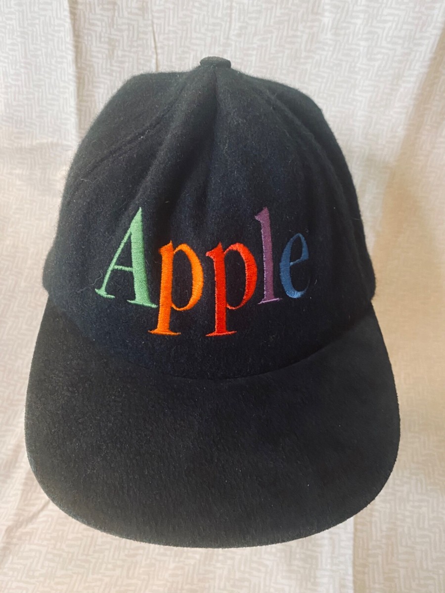 Vintage 90s Black Felt/Leather Embroidered Apple Computers Vintage 90s Black Felt/Leather Embroidered Apple Computers