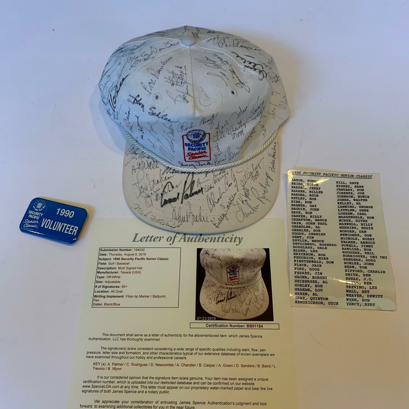 Arnold Palmer Autographed Signed 1990 Security Pacific Classic PGA Hat 65+ Sigs JSA COA 