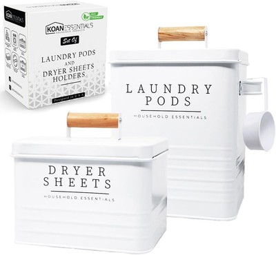 Farmhouse Metal Laundry Pods Container with Dryer Sheet Holder for Laundry... 