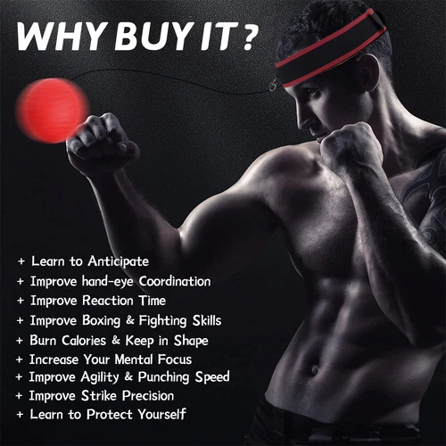 Boxing Reflex Ball with 2 Headband 4 Punching Balls Reaction for Kids Adults - Picture 3 of 13
