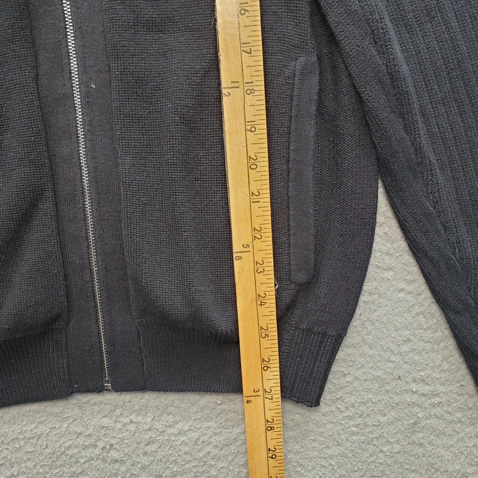 Cárdigan Suéter Calvin Klein Para Hombre Mediano Negro Acanalado Dobladillo y Puño Cremallera Completa Foto 4 de 4