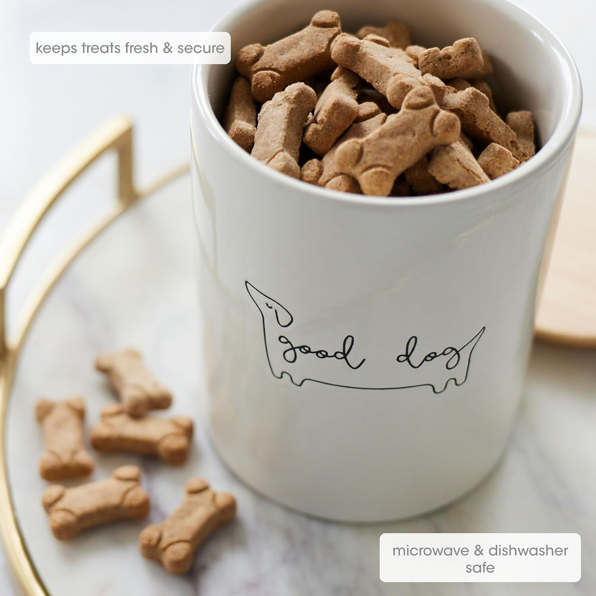 Greenline Goods Ceramic Dog Treat Canister - Chihuahua Design, Airtight Lid For Fresh Treats - View #9