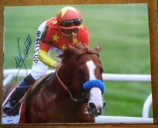 Mike Smith signed Justify autograph Belmont Stakes 