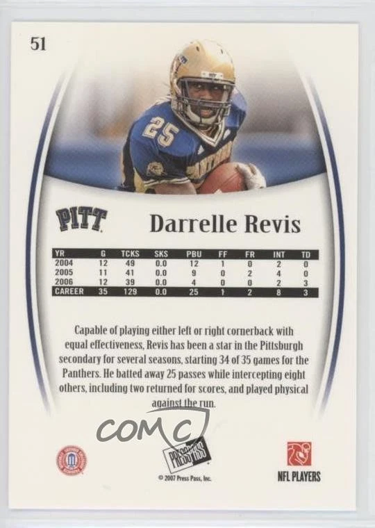 2007 Press Pass Legends Darrelle Revis #51 Rookie RC HOF - Image 2 of 2