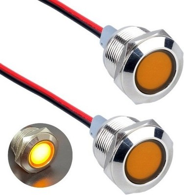 19mm LED Metal Indicator Light IP67 Waterproof 12 24V AC DC 20mA Flat Head 20cm
