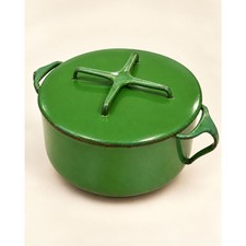 Dansk Kobenstyle Green Enamel Casserole Pot Cross Handle Lid Mid Century