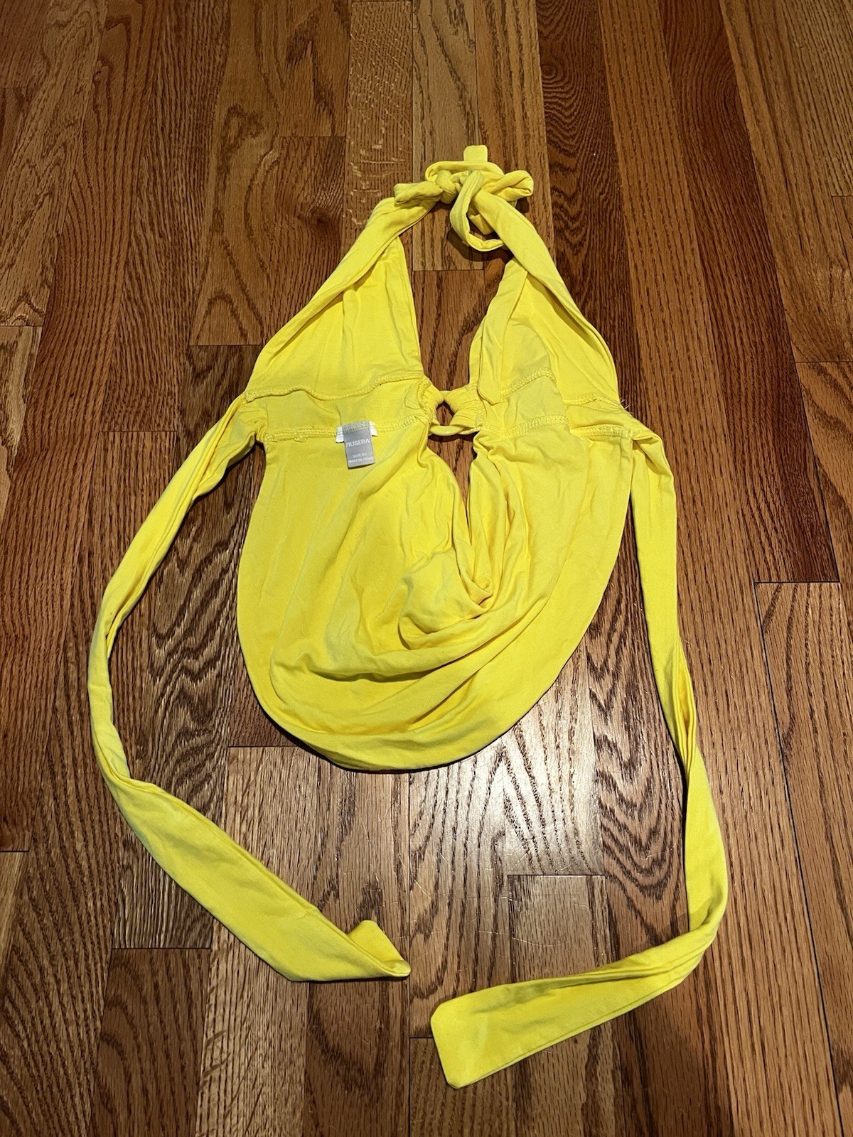 Musera Yellow Halter Top Backless Women’s Size Small Circle Detailing