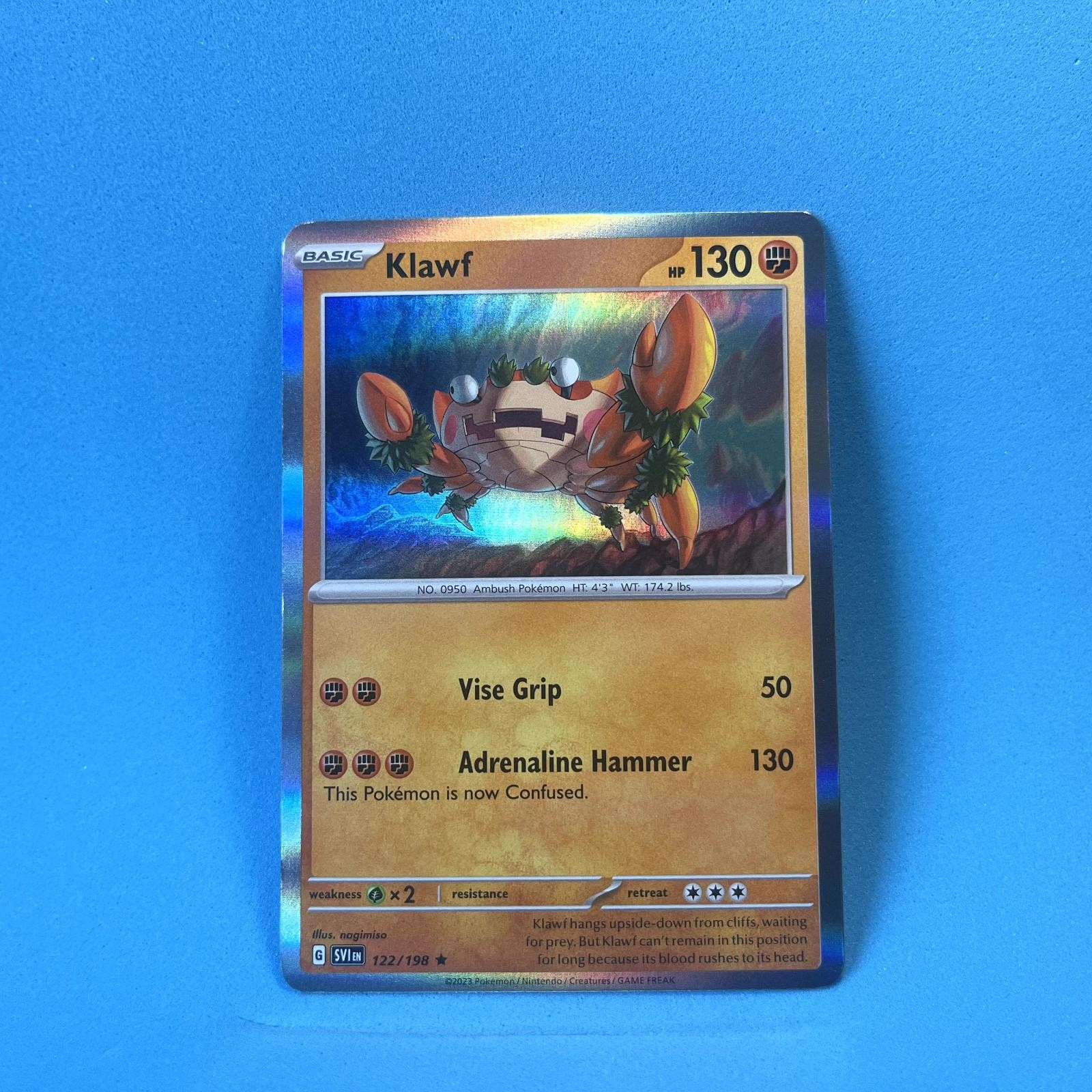 KLAWF 122/198 HOLO RARE - POKEMON SCARLET & VIOLET - NM