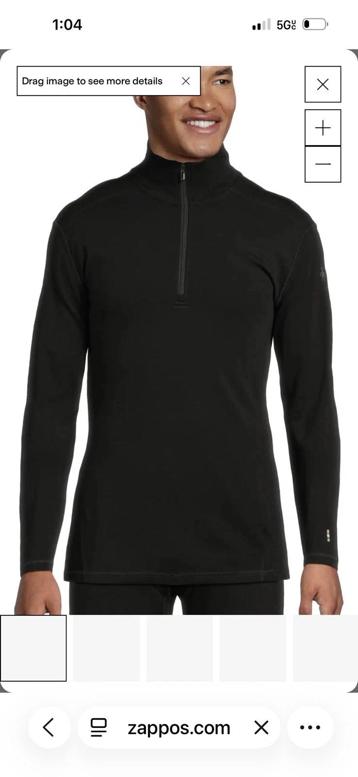 Smartwool Women's Thermal Merino Wool 1/4 Zip Pullover Base Layer Black M