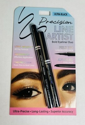 Precision Line Artist Ultra Black Bold Eyeliner duo Liquid & Pencil NEW
