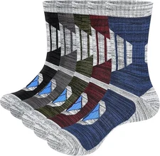 YUEDGE Men’s Hiking Walking Socks – Moisture-Wicking, Cushioned Crew Sports Sock