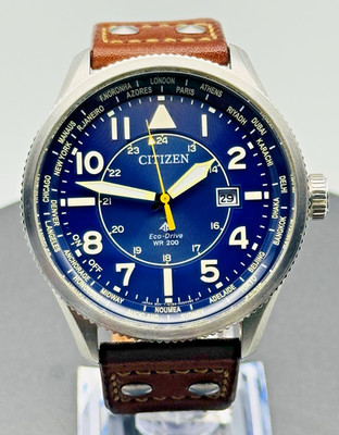 Citizen Eco-Drive Watch Promaster Sky Pilot World Time WR 200 Blue BX1010-11L