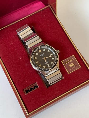 1980er Vintage Seiko Silver Wave 6030-6000 Quarzuhr schwarzes Zifferblatt Her... - Bild 4 von 24