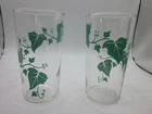 2 Vintage 1950's Federal Glass Southern Ivy 4.75" Glasses/Tumblers Retro