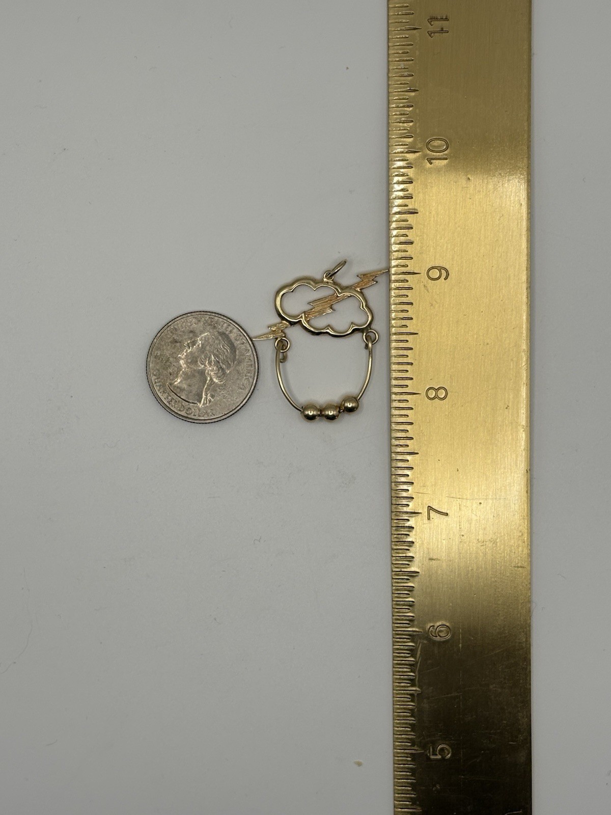 UNIQUE 14K SOLID GOLD THUNDER LIGHTNING CLOUD CHA… - image 3