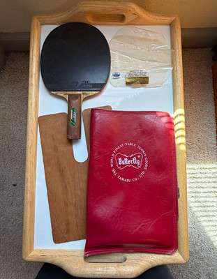 Vintage Butterfly Tamca 5000 Carbon Laminated Table Tennis Paddle w/ Case &Sheet