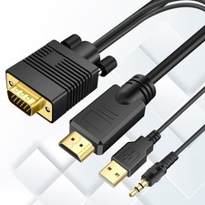 VGA to HDMI Adapter Cable 25ft with Audio for PC, Laptop, Projector, Monitor, TV