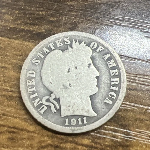 1911 Barber Liberty Head Dime Decent Condition 90% silver Actual coin