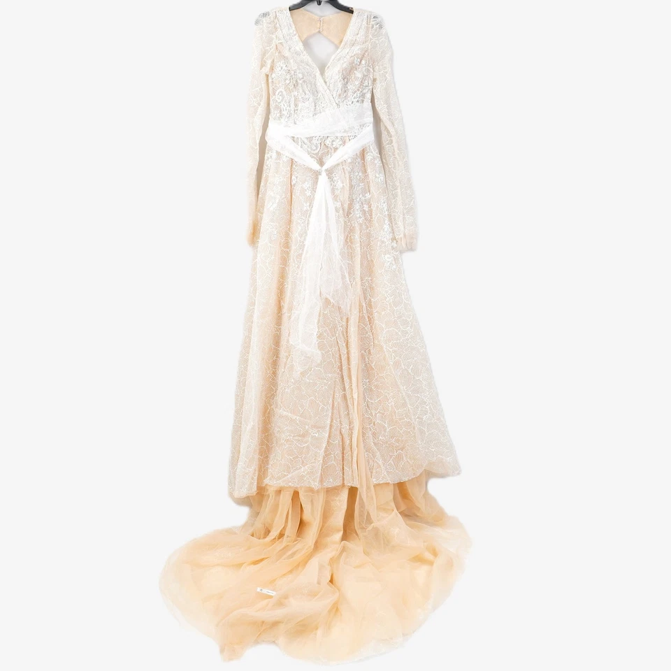 Vestido de novia Perfioni Monica floral cuello en V en marfil y desnudo - para mujer talla US 16 Foto 2 de 4