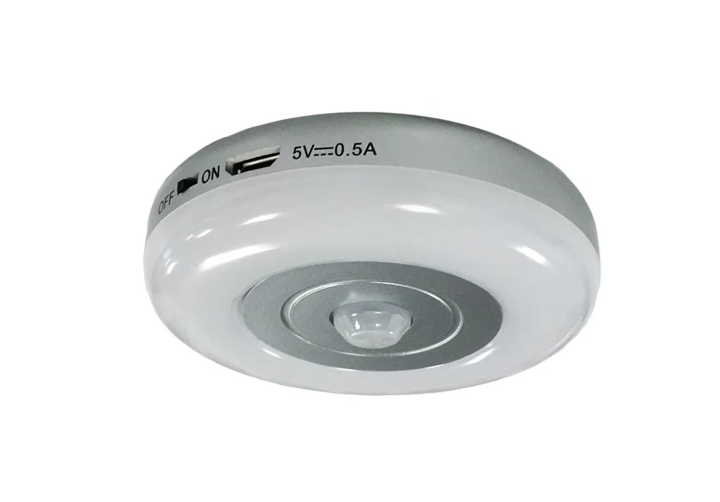 Battery Powered Cupboard Light Silver Napoli LED PIR Portable Rechargeable