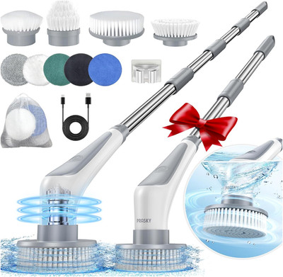 Electric Spin Scrubber Cordless Brush 10-in-1 Cleaning Dual Speed Extendable