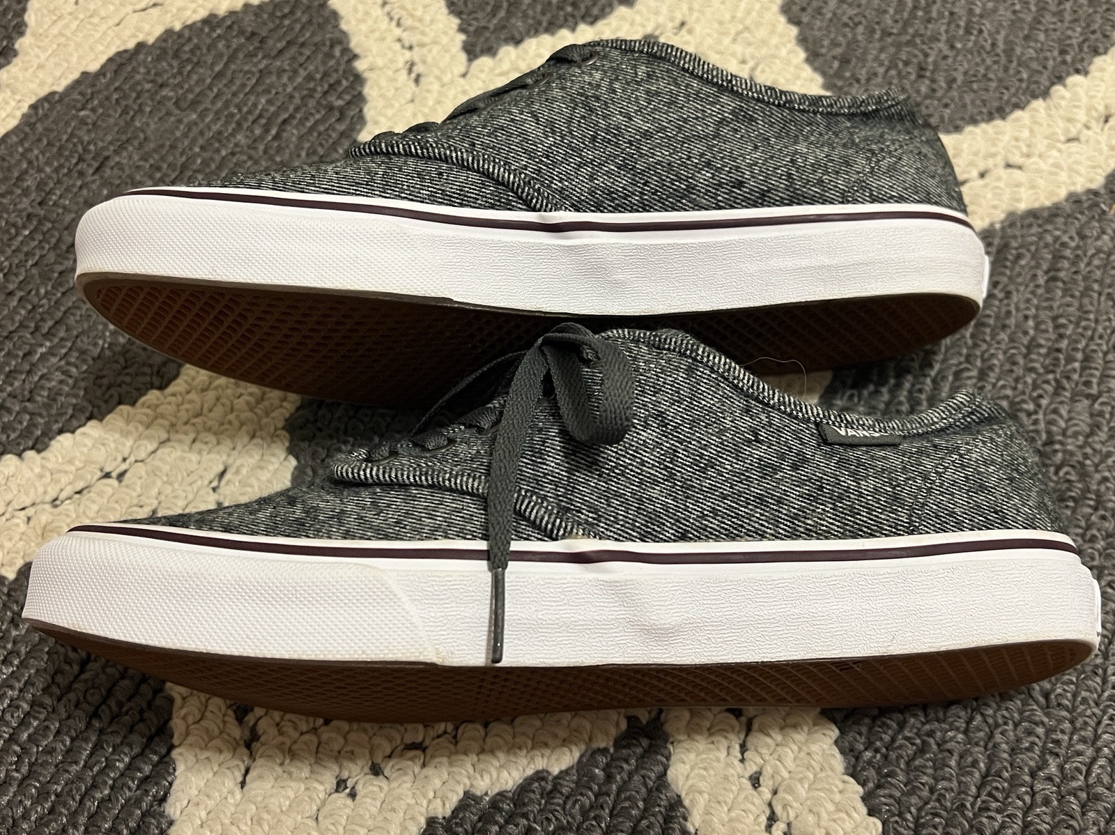 Vans Authentic Black/Gray Herringbone EUC- Size 10 - image 5