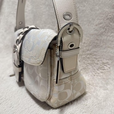 Coach Soho Signature One-Shoulder Bag Off-White Canvas Shipped