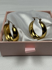 Gold Wide Hoop Earrings Chunky Oval Hoops Bold Minimalist