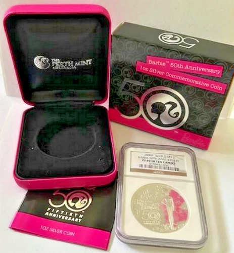 2009P Barbie 50th Anniversary Tuvalu $1 Silver Commemorative NGC PF69Ultra Cameo