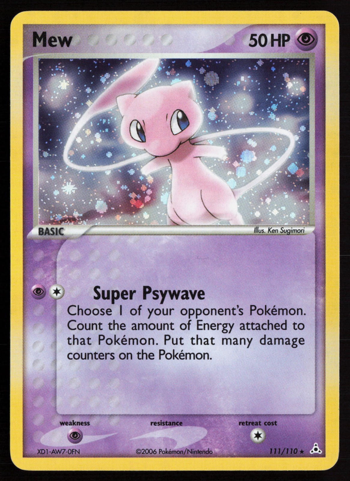 2006 Pokemon Mew Holo EX Holon Phantoms 111/110 NM Half Swirl