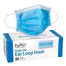 Single Use Ear Loop Mask, 3-Ply Disposable Non-Woven Face Mask, Latex-Free, F...