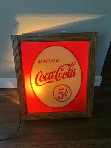 Vintage Coca Cola 5 Cent Wooden Display Crate Light Up