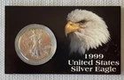 1999 American Eagle 1 oz Silver Dollar Coin Certificate Of Authenticity