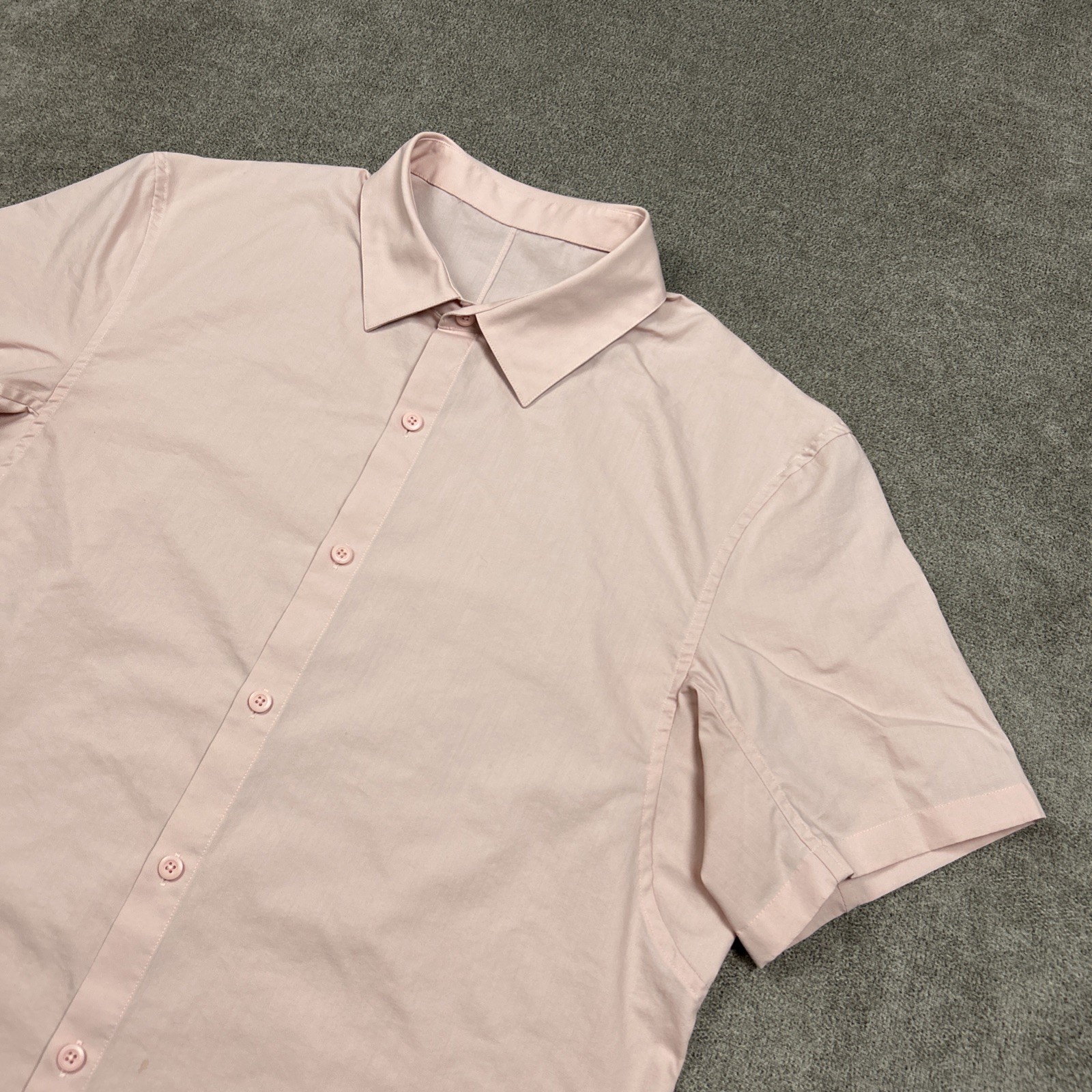 Lululemon Shirt Mens Large Pink Short Sleeve Button Up Lightweight Stretch