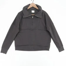 Wilo The Label Pullover Womens Small Dark Gray Bella Half Zip Casual