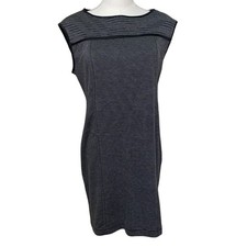 Max Studio Dress Women's Medium Black/Gray Striped Pencil Sleeveless