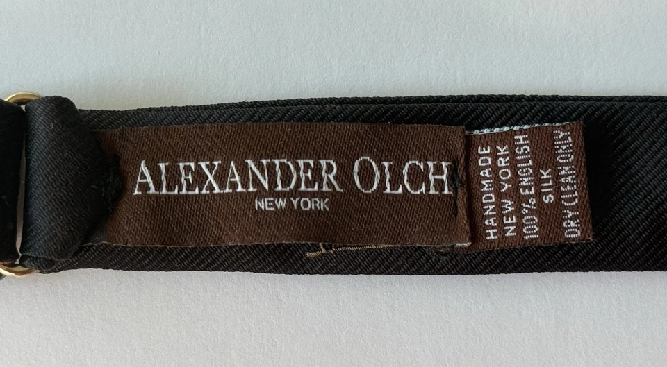 Pajarita ajustable para hombre ALEXANDER OLCH 100 % seda negra pingüino hecha en EE. UU. USADA EN EXCELENTE ESTADO Foto 4 de 4