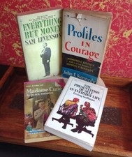 4 Vintage Mixed Lot Humor Biography JFK Sociology 1950s/70s Books Madame Curie 