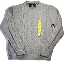 Weatherproof Men  s Gray Cable Knit Sweater Crewneck Long Sleeve Medium