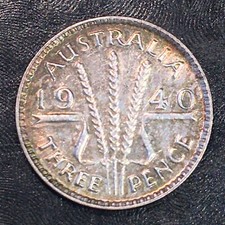 1940 (M) Australia Three Pence threepence - High Quality Scans #Q862
