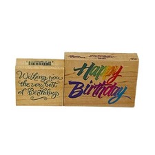 Lot of 2 Birthday Rubber Stamps Happy Birthday Card Making