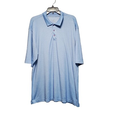 Arnold Palmer Polo Golf Shirt Size XL Sky Blue White Striped