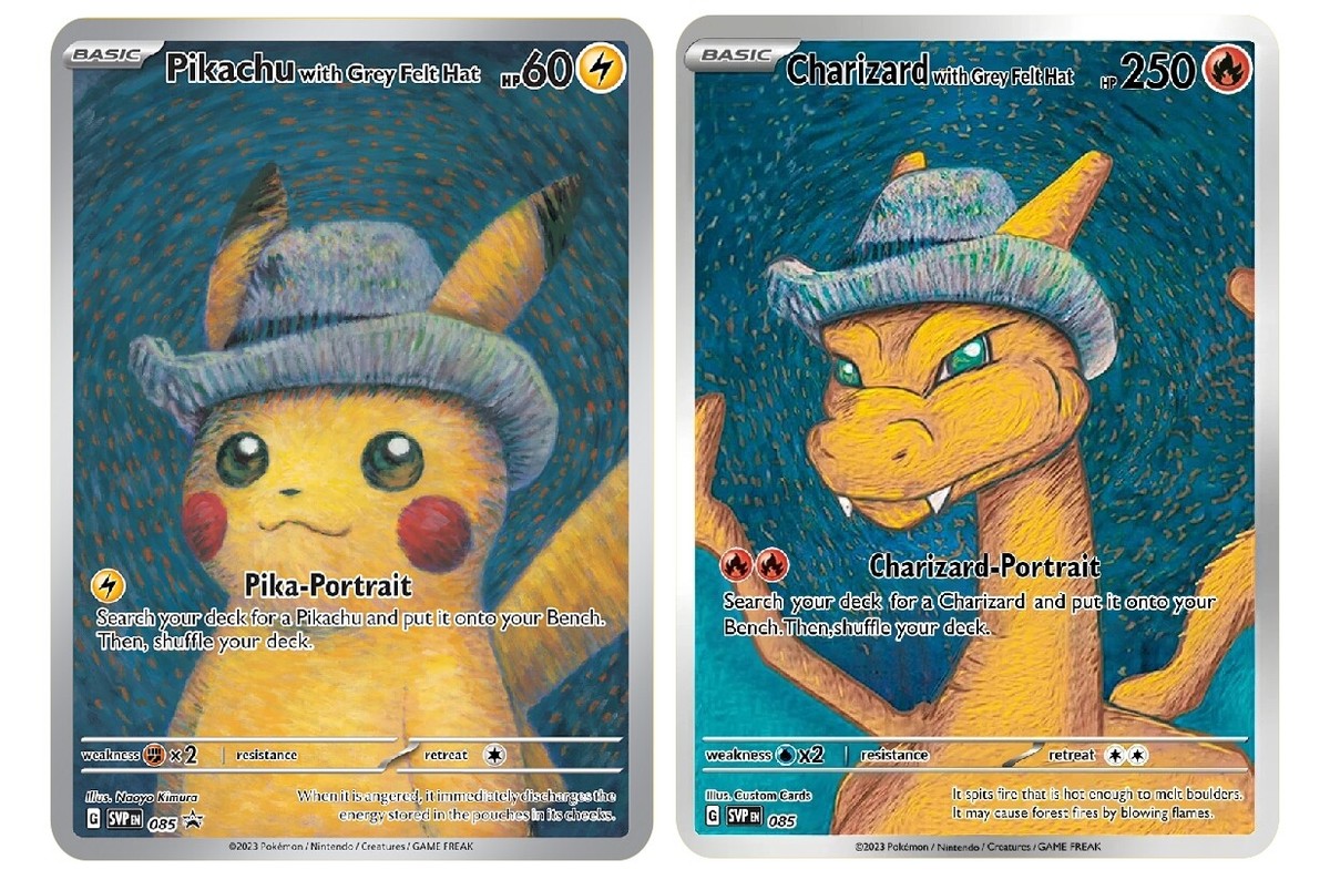 Pikachu With Grey Felt Hat Metal Pokemon Card Collectible Pikachu With Grey Felt Hat Metal Pokemon Card Collectible