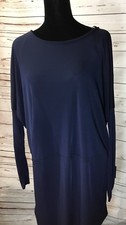 Womens Zara Long Sleeve Dress US M 6 8 Navy Blue Knee Length NWT Boat Neck