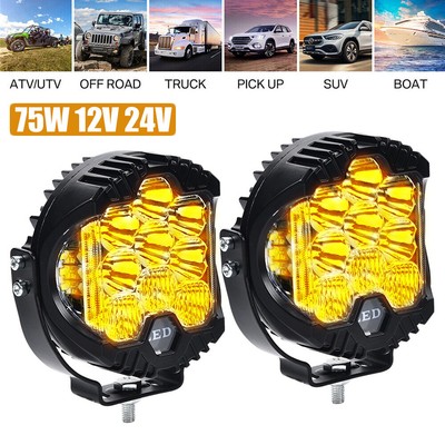 2PCS LED Arbeitsscheinwerfer KFZ 75W 12V 24V Auto Flutlicht Traktor Scheinwerfer
