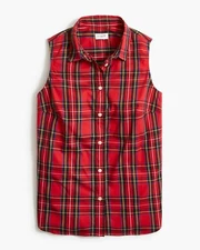 New! J.Crew sz S M Sleeveless Cotton Signature Plaid Button Down Shirt Top NWT