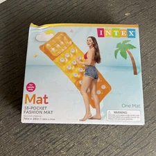 NEW INTEX Orange 18 Pocket Fashion Swim Pool Lounge Float 74”X28”